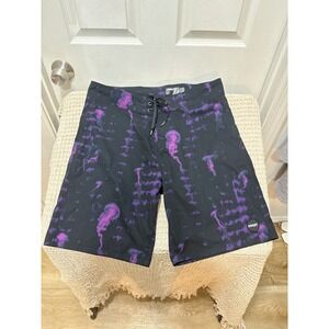 Oakley Board Shorts Hydrolix Black Purple Jellyfish Tie Dye Mens 34 Surf Swim